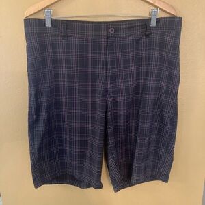 Men's Plaid Golf Shorts - Navy Blue and Pink